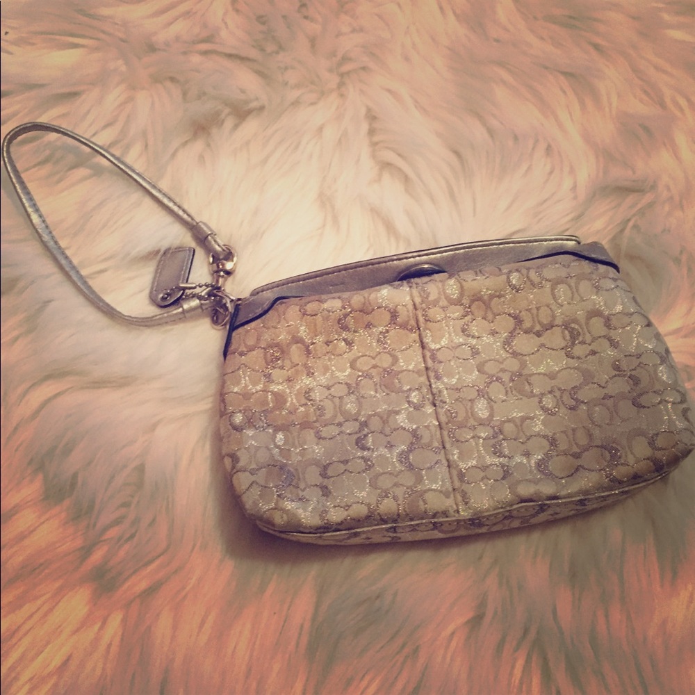 Silver coach wristlet